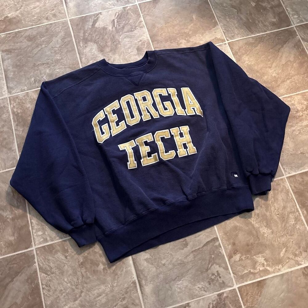 Vintage 90s Russell Athletic Georgia Tech heavyweight crewneck sweatshirt, Sz L